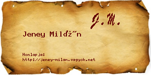 Jeney Milán névjegykártya